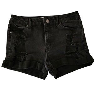 Wax Jean Collection Black Distressed Denim Shorts Size L